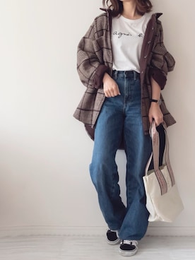 「Daniel Wellington（ダニエルウェリントン）の販売終了クラシックペティット アッシュフィールド32mm（アナログ腕時計）」を使った、chakoさん（レディース・155cm）の秋コーディネート