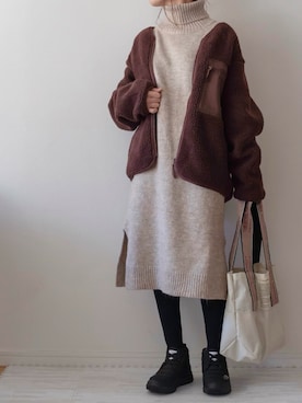 「ヌプシ」｜「アイテム（ワンピース/ドレス）」を使った、chakoさん（レディース・155cm）の冬コーディネート