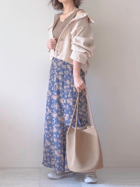 「ISOOK（アイスー）のアイテム（ジャケット/アウター）」を使った、chakoさん（レディース・155cm）の春コーディネート