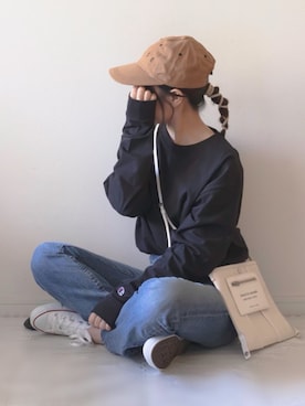 「NOISE MAKER（ノイズメーカー）のアイテム（帽子）」を使った、chakoさん（レディース・155cm）の秋コーディネート