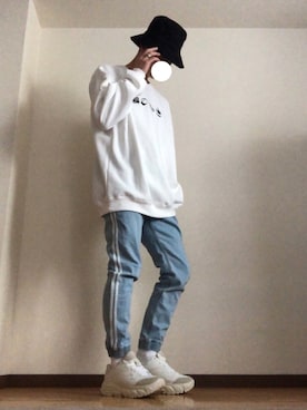 「kutir（クティール）のアウトドア刺繍裏起毛スウェット（スウェット）」を使った、HA-TOさん（メンズ・170cm）の春コーディネート