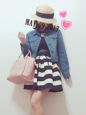 「REDYAZEL（レディアゼル）のアイテム（デニムジャケット）」を使った、Ayaka Onishiさん（レディース・155cm）の春コーディネート