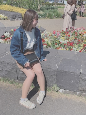 「flower」｜「アイテム（デニムジャケット）」を使った、a i r iさん（レディース・155cm）の春コーディネート