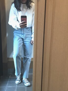 「ohotoro」｜「アイテム（スウェット）」を使った、yukiさん（レディース・157cm）の春コーディネート