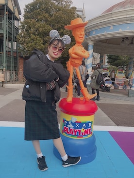 「レイヤードstyle」｜「アイテム（ダウンジャケット/コート）」を使った、yukiさん（レディース・157cm）の冬コーディネート