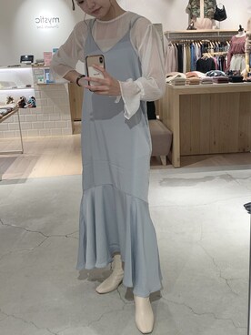 「レザーブーツ」｜「アイテム（ワンピース/ドレス）」を使った、AIさん（レディース・163cm）の秋コーディネート