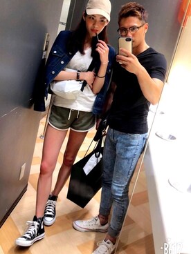 「AZUL by moussy（アズールバイマウジー）のアイテム（キャップ）」を使った、yasuさん（メンズ・170cm）の春コーディネート