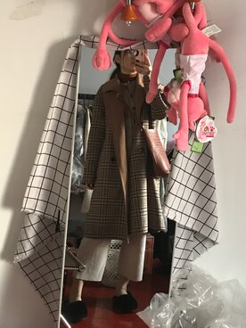 「アイテム（ダッフルコート、ブラウン系）」を使った、SH_W_X_さん（レディース・168cm）の冬コーディネート