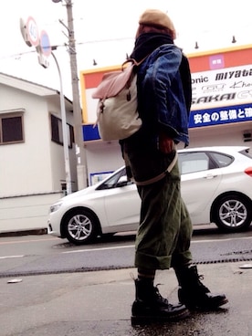 「Ungrid（アングリッド）のアイテム（サスペンダー）」を使った、いく☆さん（レディース・153cm）の冬コーディネート