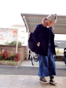 「TODAYFUL（トゥデイフル）のアイテム（ピーコート）」を使った、いく☆さん（レディース・153cm）の冬コーディネート