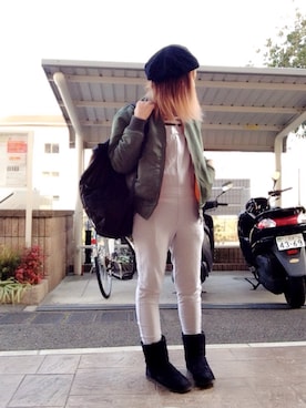 「ブーツイン」｜「アイテム（オールインワン・サロペット）」を使った、いく☆さん（レディース・153cm）の冬コーディネート
