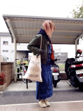 「TODAYFUL（トゥデイフル）のVintageトートバッグ（トートバッグ）」を使った、いく☆さん（レディース・153cm）の春コーディネート