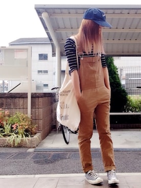 「TODAYFUL（トゥデイフル）のVintageトートバッグ（トートバッグ）」を使った、いく☆さん（レディース・153cm）の夏コーディネート