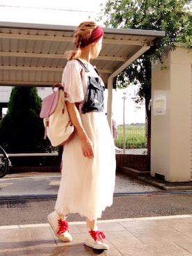 「unglid（アングリッド）のアイテム（オールインワン・サロペット）」を使った、いく☆さん（レディース・153cm）の夏コーディネート