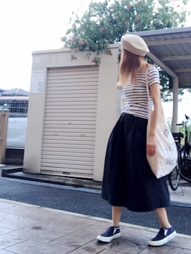 「TODAYFUL（トゥデイフル）のVintageトートバッグ（トートバッグ）」を使った、いく☆さん（レディース・153cm）の夏コーディネート