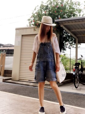 「TODAYFUL（トゥデイフル）のVintageトートバッグ（トートバッグ）」を使った、いく☆さん（レディース・153cm）の夏コーディネート