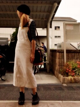 いく☆さんの「ヘリンボーンサロペットスカート」を使ったコーディネート