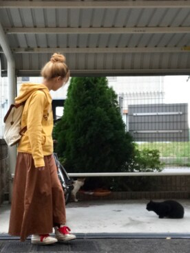 「nina mew（ニーナミュウ）のアイテム（ピアス（両耳用））」を使った、いく☆さん（レディース・153cm）の秋コーディネート