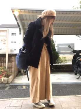 「TODAYFUL（トゥデイフル）のアイテム（ピーコート）」を使った、いく☆さん（レディース・153cm）の冬コーディネート