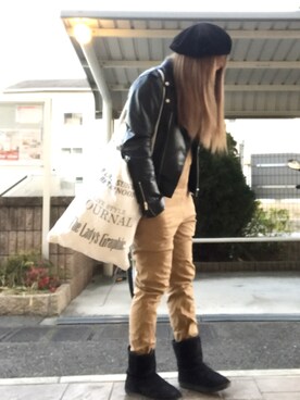 「ブーツイン」｜「アイテム（オールインワン・サロペット）」を使った、いく☆さん（レディース・153cm）の冬コーディネート