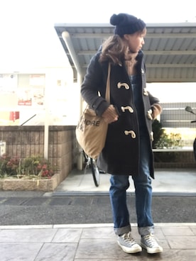 「TODAYFUL（トゥデイフル）のアイテム（ダッフルコート）」を使った、いく☆さん（レディース・153cm）の冬コーディネート
