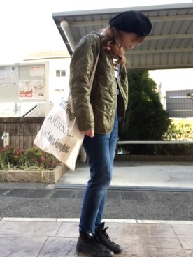 「TODAYFUL（トゥデイフル）のアイテム（ハンチング/ベレー帽）」を使った、いく☆さん（レディース・153cm）の春コーディネート
