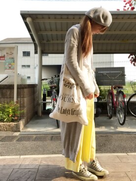 「TODAYFUL（トゥデイフル）のアイテム（ハンチング/ベレー帽）」を使った、いく☆さん（レディース・153cm）の春コーディネート