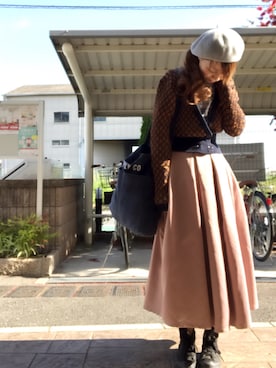 「TODAYFUL（トゥデイフル）のアイテム（ハンチング/ベレー帽）」を使った、いく☆さん（レディース・153cm）の春コーディネート