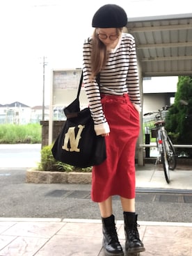 「TODAYFUL（トゥデイフル）のアイテム（ハンチング/ベレー帽）」を使った、いく☆さん（レディース・153cm）の夏コーディネート