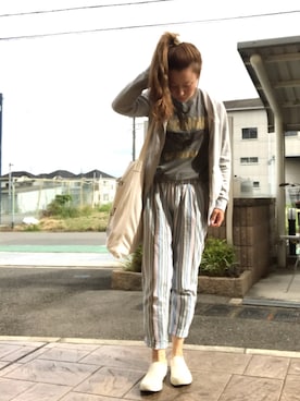 「TODAYFUL（トゥデイフル）のVintageトートバッグ（トートバッグ）」を使った、いく☆さん（レディース・153cm）の夏コーディネート