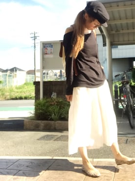 「スカーチョ」｜「アイテム（キャスケット）」を使った、いく☆さん（レディース・153cm）の夏コーディネート