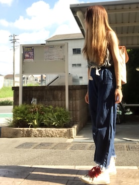 「白いスニーカー」｜「アイテム（アクセサリー）」を使った、いく☆さん（レディース・153cm）の夏コーディネート