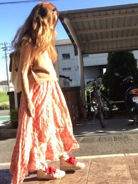 「白いスニーカー」｜「アイテム（アクセサリー）」を使った、いく☆さん（レディース・153cm）の夏コーディネート