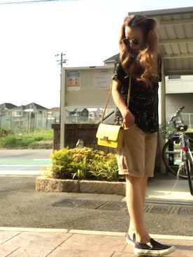 「Ameri（アメリ）のアイテム（クラッチバッグ）」を使った、いく☆さん（レディース・153cm）の夏コーディネート