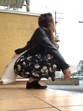 「TODAYFUL（トゥデイフル）のアイテム（ライダースジャケット）」を使った、いく☆さん（レディース・153cm）の秋コーディネート