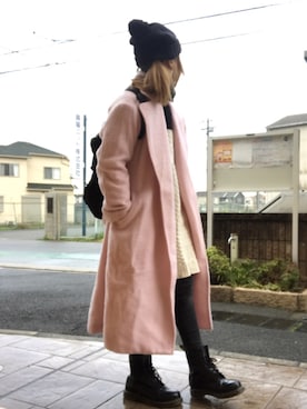 「one after another NICE CLAUP（ワンアフターアナザーナイスクラップ）のアイテム（チェスターコート）」を使った、いく☆さん（レディース・153cm）の冬コーディネート
