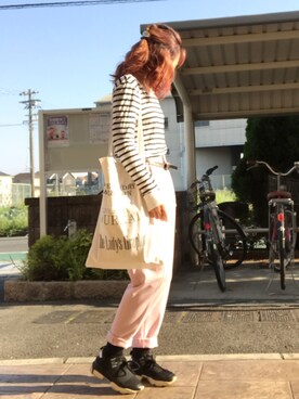 「TODAYFUL（トゥデイフル）のVintageトートバッグ（トートバッグ）」を使った、いく☆さん（レディース・153cm）の春コーディネート