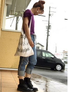 「TODAYFUL（トゥデイフル）のVintageトートバッグ（トートバッグ）」を使った、いく☆さん（レディース・153cm）の夏コーディネート