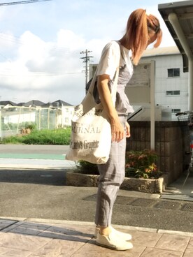 「TODAYFUL（トゥデイフル）のVintageトートバッグ（トートバッグ）」を使った、いく☆さん（レディース・153cm）の夏コーディネート
