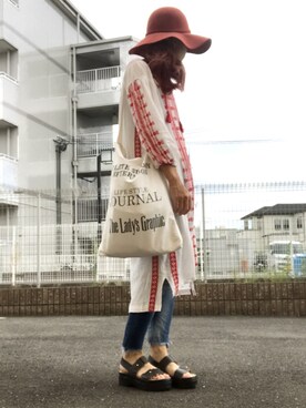 「Ungrid（アングリッド）のフレイドヘムストスリ（デニムパンツ）」を使った、いく☆さん（レディース・153cm）の秋コーディネート