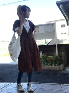 「Ungrid（アングリッド）のフレイドヘムストスリ（デニムパンツ）」を使った、いく☆さん（レディース・153cm）の秋コーディネート