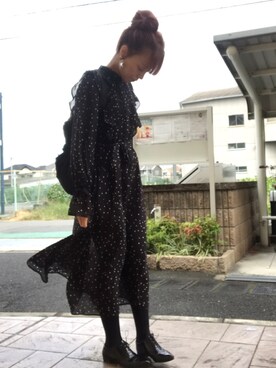 「ピアス」｜「アイテム（ブーティ）」を使った、いく☆さん（レディース・153cm）の秋コーディネート