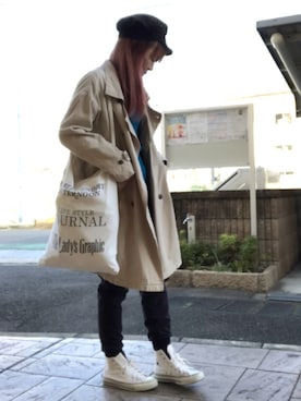 「TODAYFUL（トゥデイフル）のVintageトートバッグ（トートバッグ）」を使った、いく☆さん（レディース・153cm）の秋コーディネート