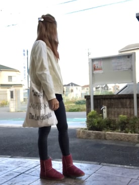 「TODAYFUL（トゥデイフル）のVintageトートバッグ（トートバッグ）」を使った、いく☆さん（レディース・153cm）の冬コーディネート