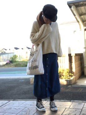 「TODAYFUL（トゥデイフル）のVintageトートバッグ（トートバッグ）」を使った、いく☆さん（レディース・153cm）の冬コーディネート