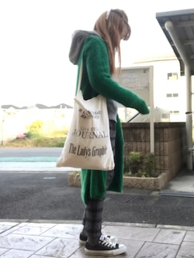 「TODAYFUL（トゥデイフル）のVintageトートバッグ（トートバッグ）」を使った、いく☆さん（レディース・153cm）の冬コーディネート