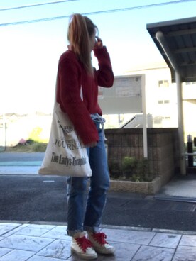 「TODAYFUL（トゥデイフル）のVintageトートバッグ（トートバッグ）」を使った、いく☆さん（レディース・153cm）の冬コーディネート