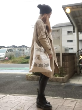 「ブーツイン」｜「アイテム（トレンチコート）」を使った、いく☆さん（レディース・153cm）の冬コーディネート