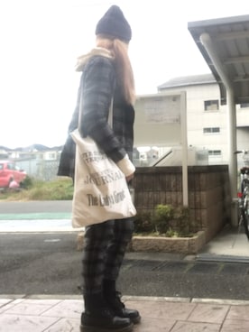 「TODAYFUL（トゥデイフル）のVintageトートバッグ（トートバッグ）」を使った、いく☆さん（レディース・153cm）の冬コーディネート