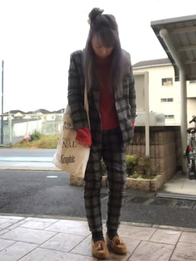 「TODAYFUL（トゥデイフル）のVintageトートバッグ（トートバッグ）」を使った、いく☆さん（レディース・153cm）の冬コーディネート